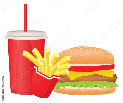 Fast food set, vector illustration