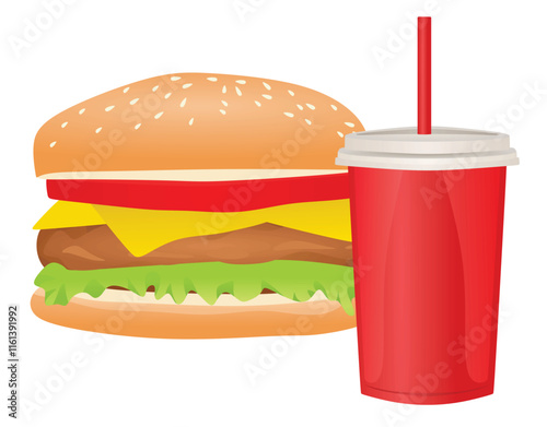 Fast food set, vector illustration
