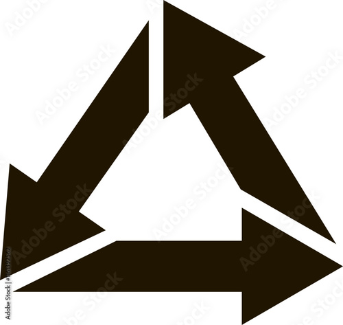 Rotating arrows forming a triangle are a common symbol for recycling, indicating the circular process of transforming waste materials into reusable resources