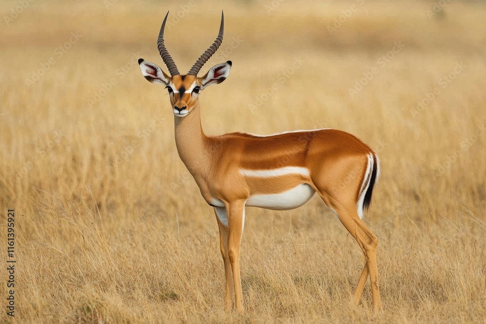 Close-Up of Adult Impala Antelope in Africa: A Detailed Brown Beauty Captured from the Front Close-Up of Adult Impala Antelope in Africa: A Detailed Brown Beauty Captured from the Front