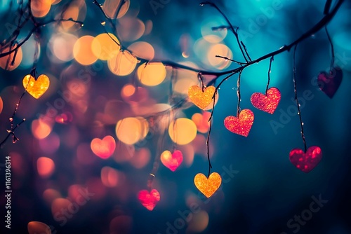 An abstract Valentine's Day background filled with swirling hearts in vibrant reds and pinks, evoking love and romance in a dreamy design.