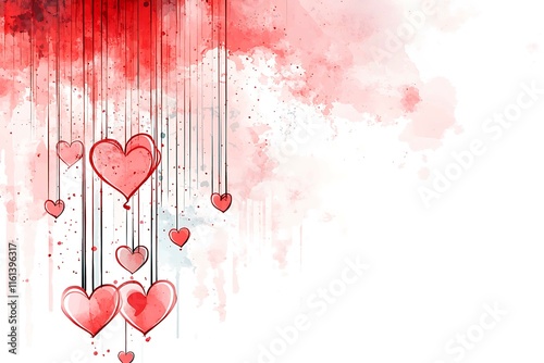 An abstract Valentine's Day background filled with swirling hearts in vibrant reds and pinks, evoking love and romance in a dreamy design.