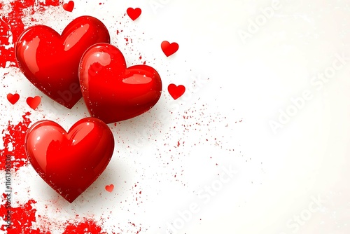 An abstract Valentine's Day background filled with swirling hearts in vibrant reds and pinks, evoking love and romance in a dreamy design.