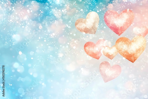 An abstract Valentine's Day background filled with swirling hearts in vibrant reds and pinks, evoking love and romance in a dreamy design.