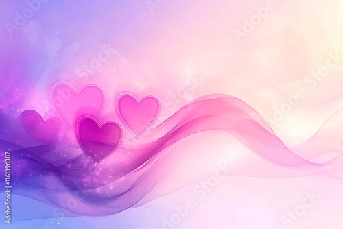 An abstract Valentine's Day background filled with swirling hearts in vibrant reds and pinks, evoking love and romance in a dreamy design.