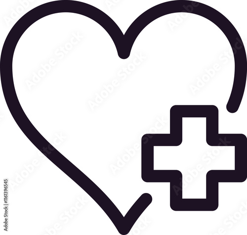 Representing the intertwining of healthcare and love, a heart featuring a cross symbolizes medical care, affection, and overall well being, reflecting compassion and support in life