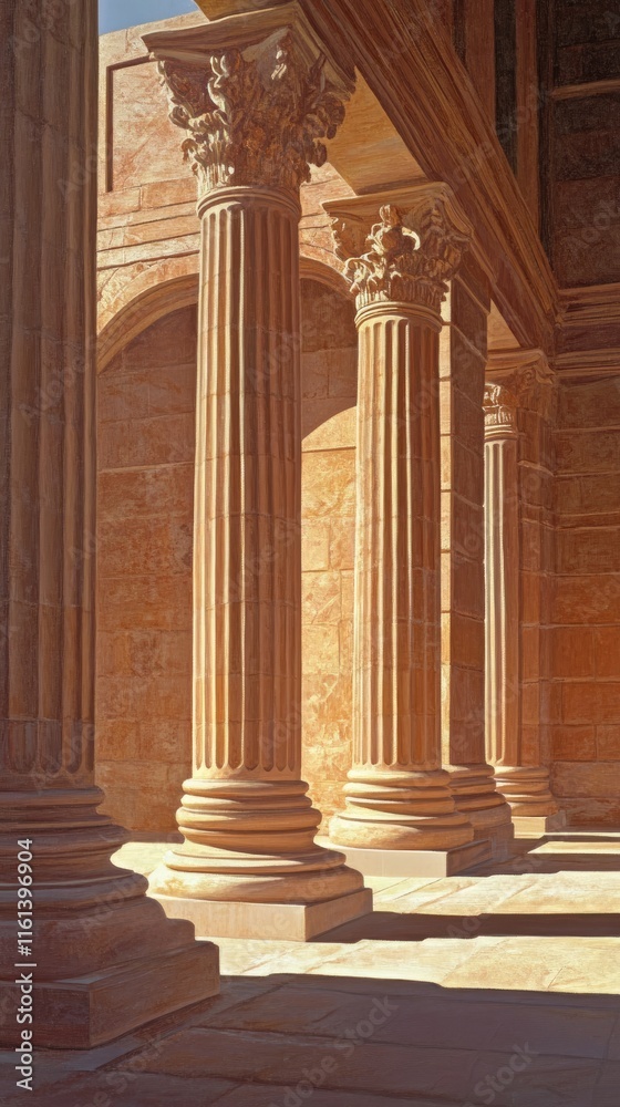 Ancient Sunlit Columns of Majestic Roman Ruins Ancient Sunlit Columns of Majestic Roman Ruins
