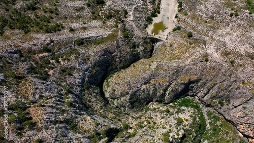 Defile near to the town of Relleu, with the walls of the gorge, 80 metres from the bottom. photo