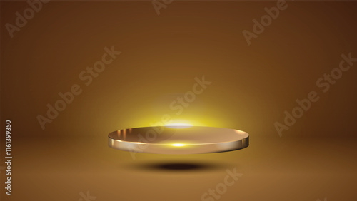 Golden podium elegant background of luxury empty presentation studio product decoration golden pedestal