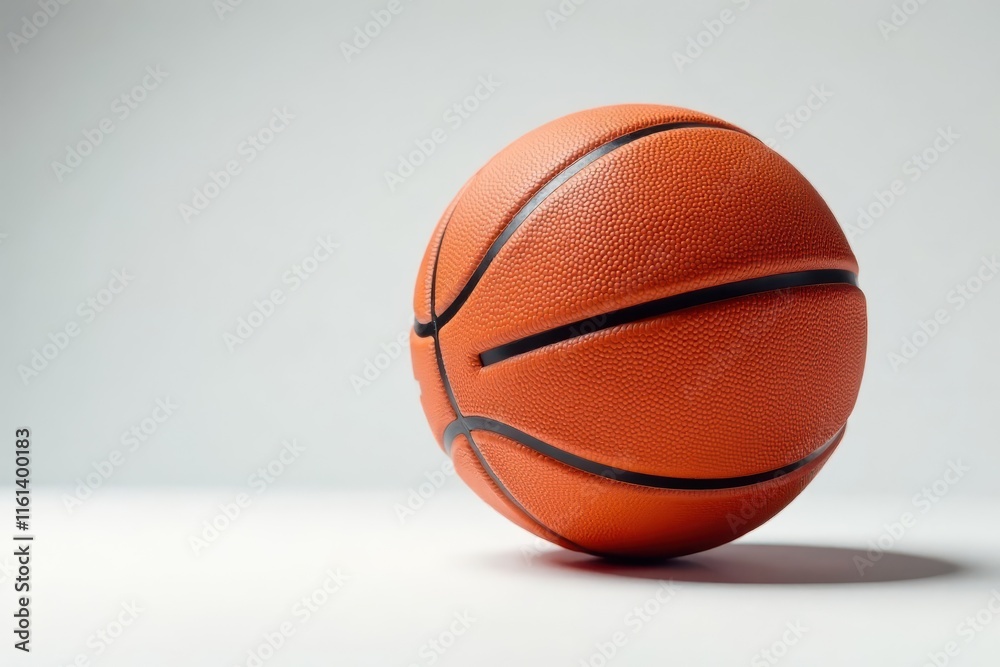 Fototapeta premium Basketball ball bouncing on white surface with blurred edges, reflection, bounce