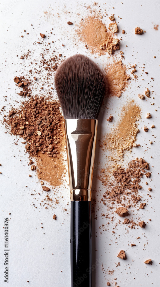 A makeup brush sitting on top of a pile of powder A makeup brush sitting on top of a pile of powder