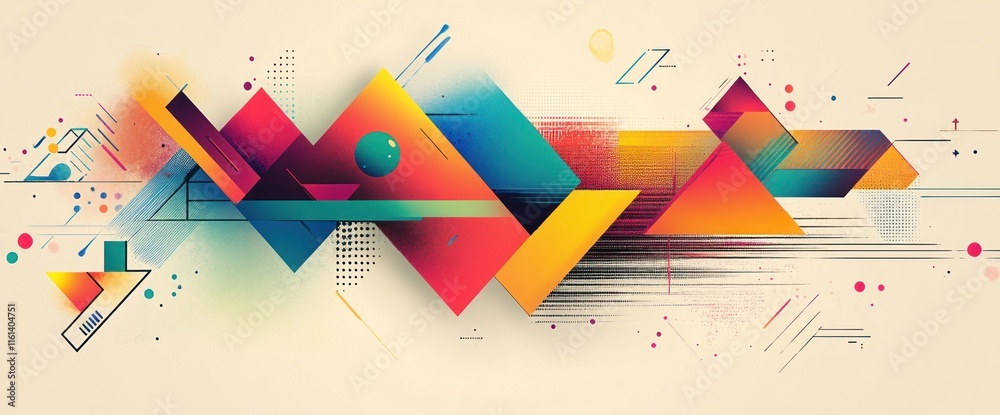 Fototapeta premium Abstract colorful geometric shapes composition.