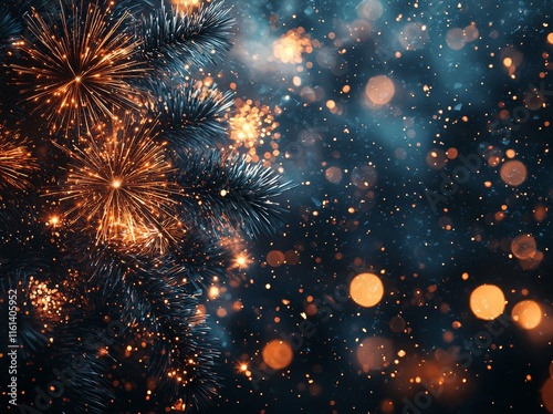 An abstract fireshow during New Year's Eve festivities