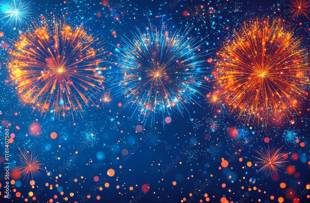Obraz premium Fireworks celebration set against a twilight sky background