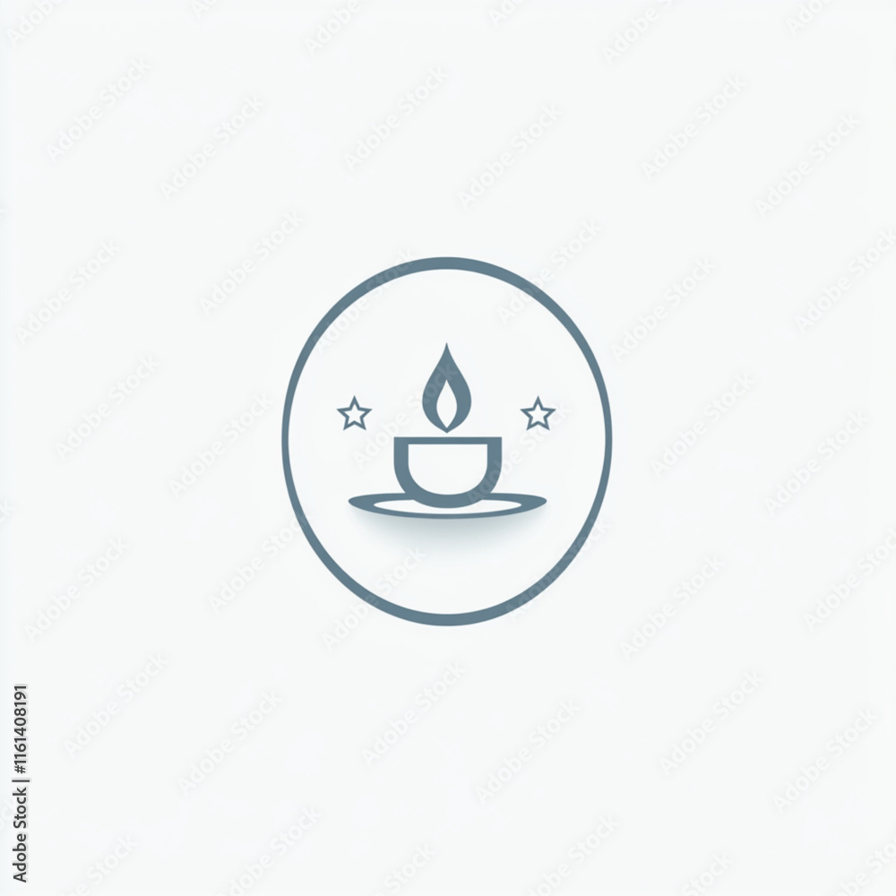 Minimal 2D Candle Store Logo Monochrome design with stars Minimal 2D Candle Store Logo Monochrome design with stars