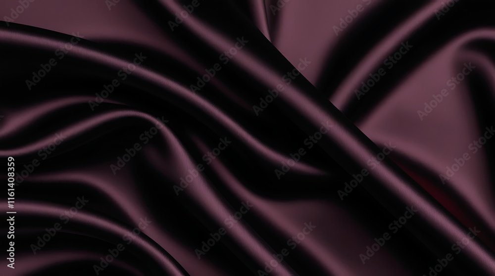 Fototapeta premium Black dark gray purple burgundy red background. Silk satin fabric. Luxury elegant beauty premium rich. Shiny glitter shimmer silky. Drapery fold crease. Christmas birthday Valentine romance festival