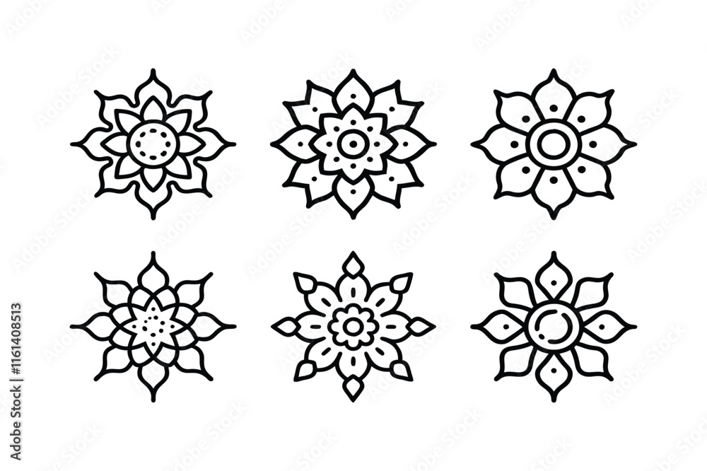 Set of Icons mandala art vector pattern