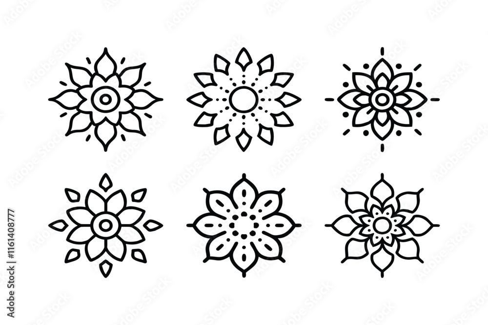 Set of Icons mandala art vector pattern Set of Icons mandala art vector pattern