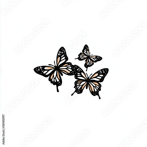 Minimalist 2D vector logo of incense store with butterflies
