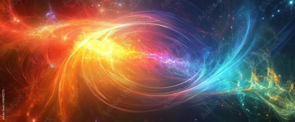 Abstract cosmic swirl of vibrant orange and blue energy. Abstract cosmic swirl of vibrant orange and blue energy.