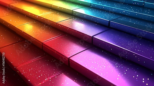 Vibrant rainbow steps leading to endless possibilities in a colorful world of dreams photo