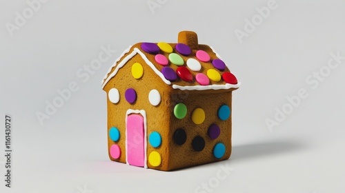 gingerbread house shaped cookie isolated on transparent background Generative...