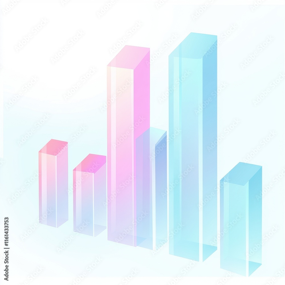 Stylized abstract bar graph with a gradient of pink and blue colors, depicting growth and progress. Stylized abstract bar graph with a gradient of pink and blue colors, depicting growth and progress.
