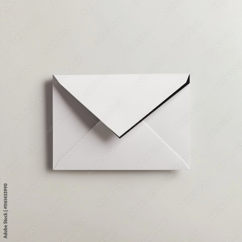 A simple white envelope lying flat on a light background, conveying a sense of minimalism and elegance. A simple white envelope lying flat on a light background, conveying a sense of minimalism and elegance.
