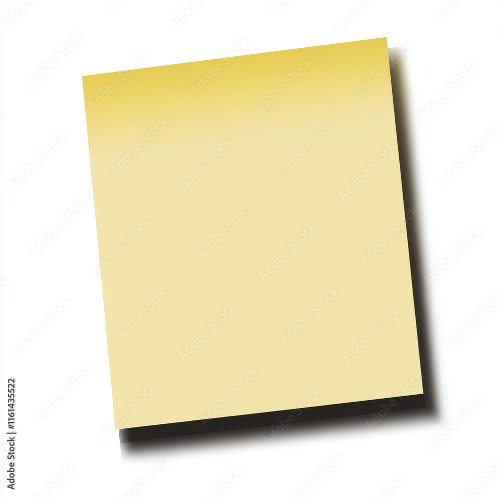 Fototapeta premium A blank yellow sticky note with a slight shadow, ready for personal reminders or messages.