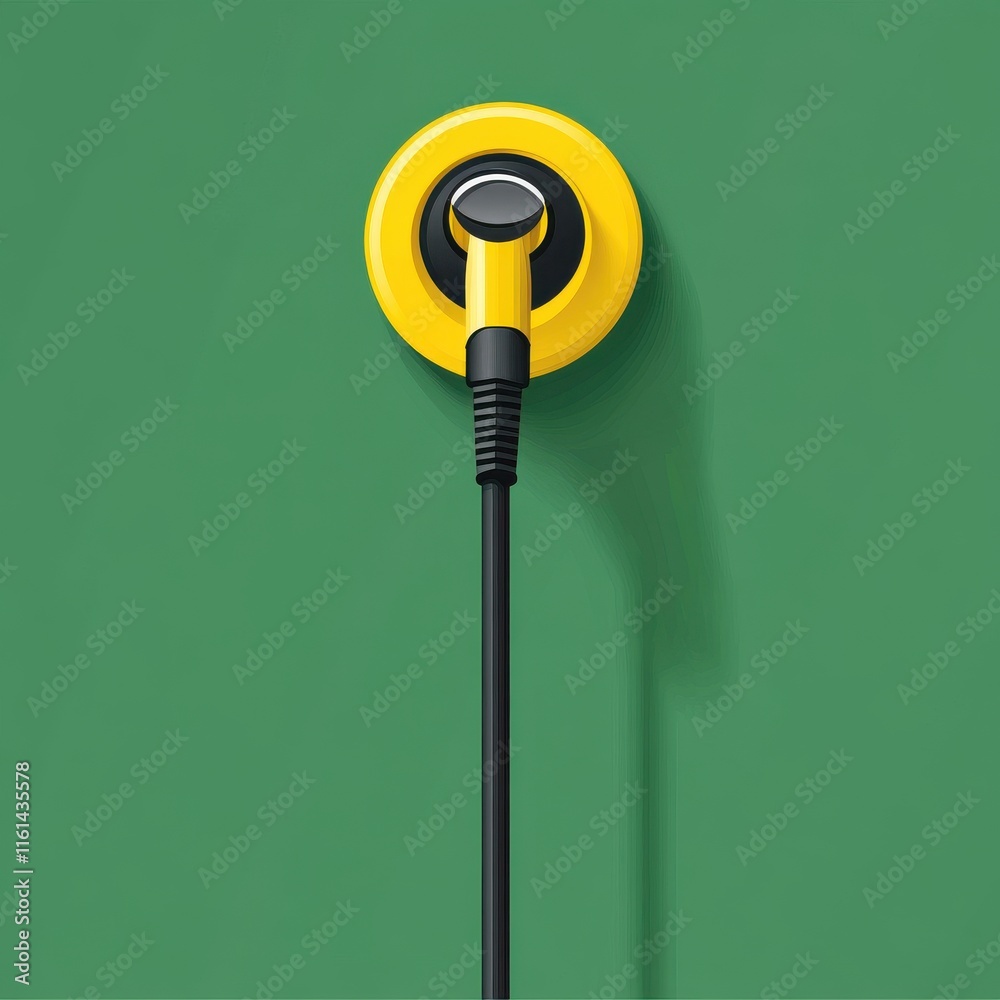 A close-up of a yellow electrical outlet on a vibrant green wall, showcasing a modern and minimalist design. A close-up of a yellow electrical outlet on a vibrant green wall, showcasing a modern and minimalist design.