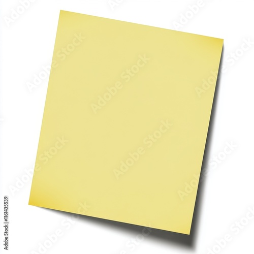 A single yellow sticky note with a slight shadow, ideal for reminders and messages. photo