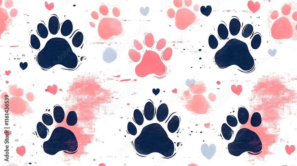 Fototapeta premium A playful pattern of paw prints, filled with charm