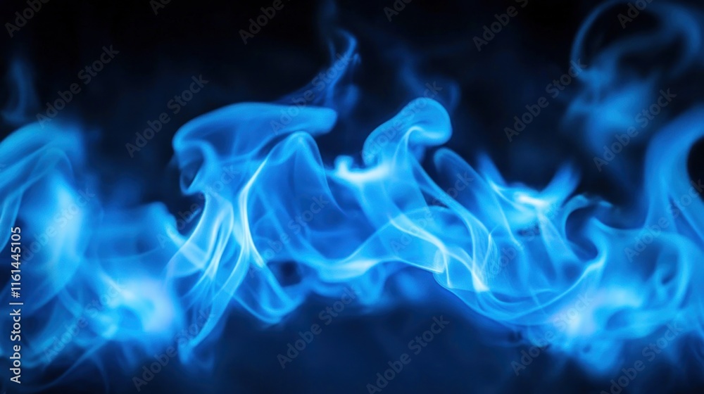 Obraz premium Abstract blue fire flames on black background.