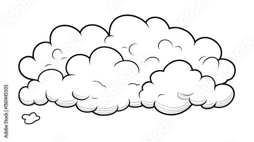 Black and white vector style line drawing of a single cloud outline for coloring activities