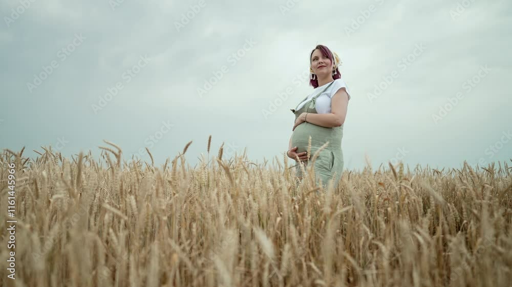 Pregnant woman touching, caressing belly on wheat natural field background. future mother expecting baby. Health pregnancy, happy motherhood, maternity. Pregnant woman touching, caressing belly on wheat natural field background. future mother expecting baby. Health pregnancy, happy motherhood, maternity.