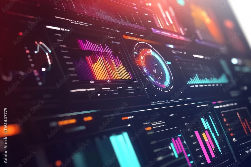 Digital data visualization showcasing colorful charts and graphs in a modern design. Digital data visualization showcasing colorful charts and graphs in a modern design.