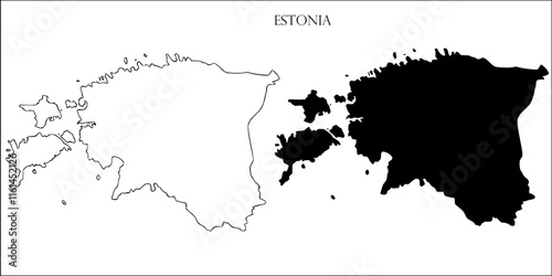 Estonia Blank Map, Estonia Map Outline Vector Images