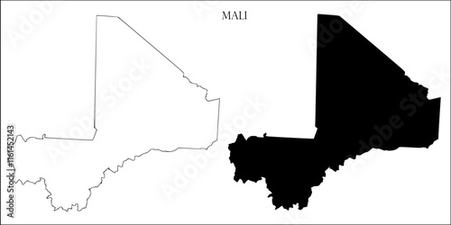Mali Blank Map, Mali Map Outline Vector Images