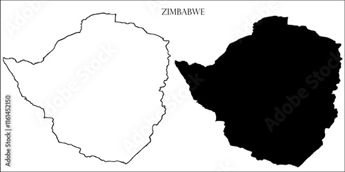 Zimbabwe Blank Map, Zimbabwe Map Outline Vector Images