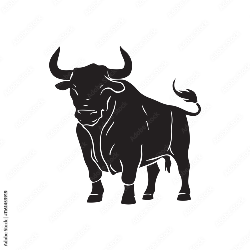 Powerful Black Silhouette of a Bull Powerful Black Silhouette of a Bull