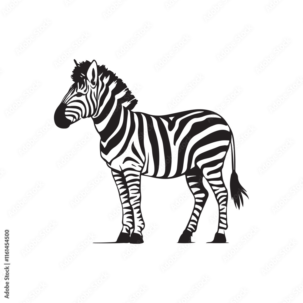 Elegant Zebra Silhouette in Black and White Elegant Zebra Silhouette in Black and White