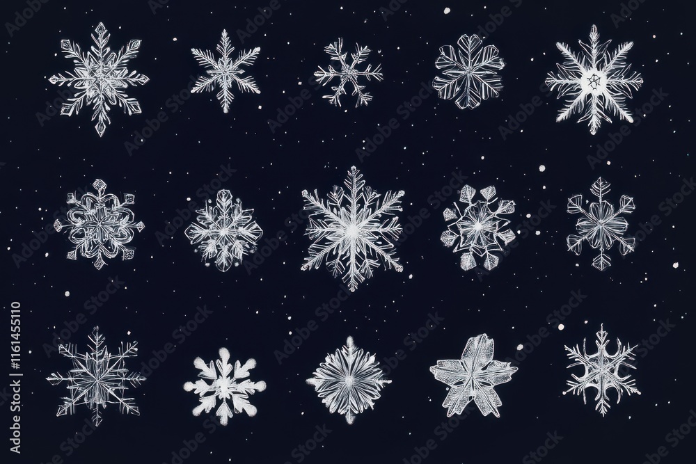 Vector snowflake icons: Silver snowflake with a winter motif, sleek and modern. Vector snowflake icons: Silver snowflake with a winter motif, sleek and modern.