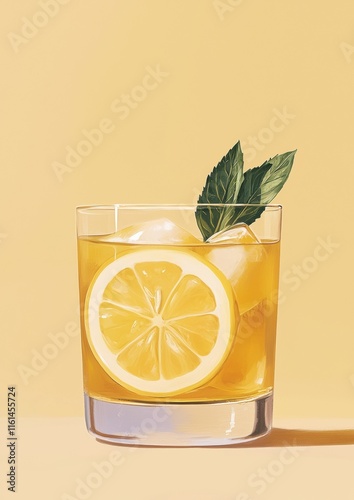 A glass of lemonade with a slice of lemon on top photo