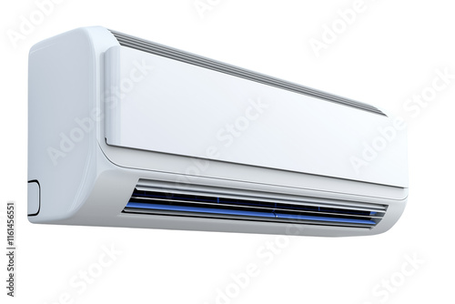 The air conditioner is mounted on a white or transparent background