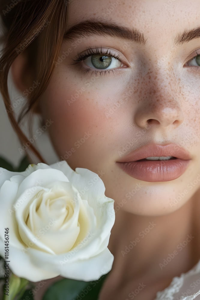 Close-up portrait of a woman with natural makeup and smooth skin, Beauty portrait of young woman, Gorgeous Young Woman face portrait, natural makeup, professional makeup, Generative AI Close-up portrait of a woman with natural makeup and smooth skin, Beauty portrait of young woman, Gorgeous Young Woman face portrait, natural makeup, professional makeup, Generative AI
