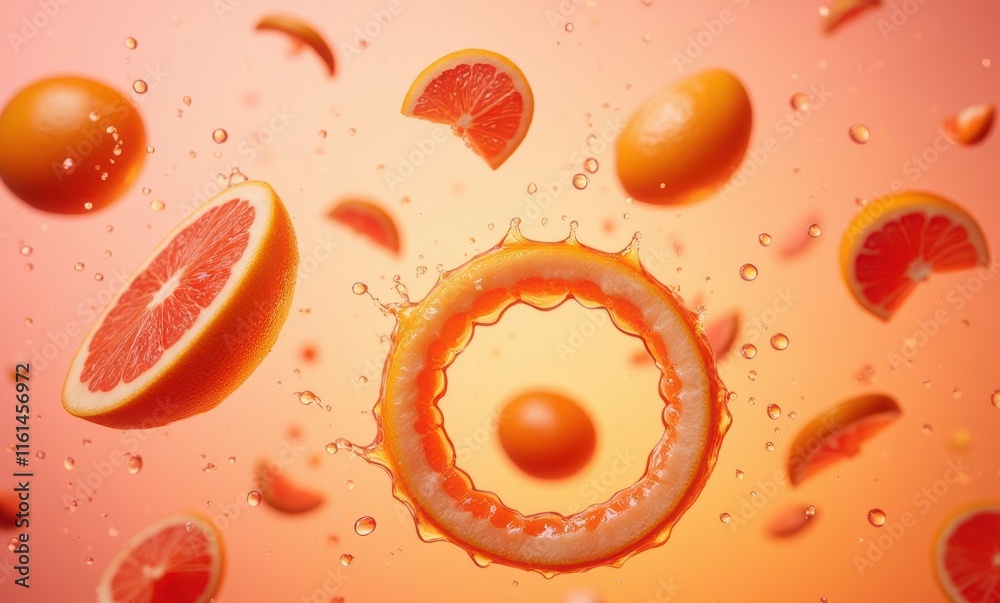 Citrus fruits splashing in vibrant colors Citrus fruits splashing in vibrant colors