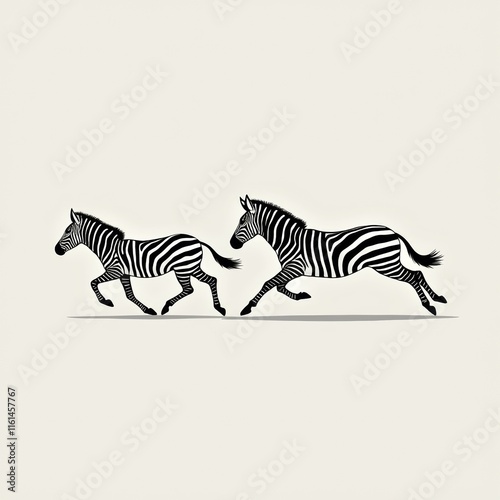 Minimalist design of zebras running photo