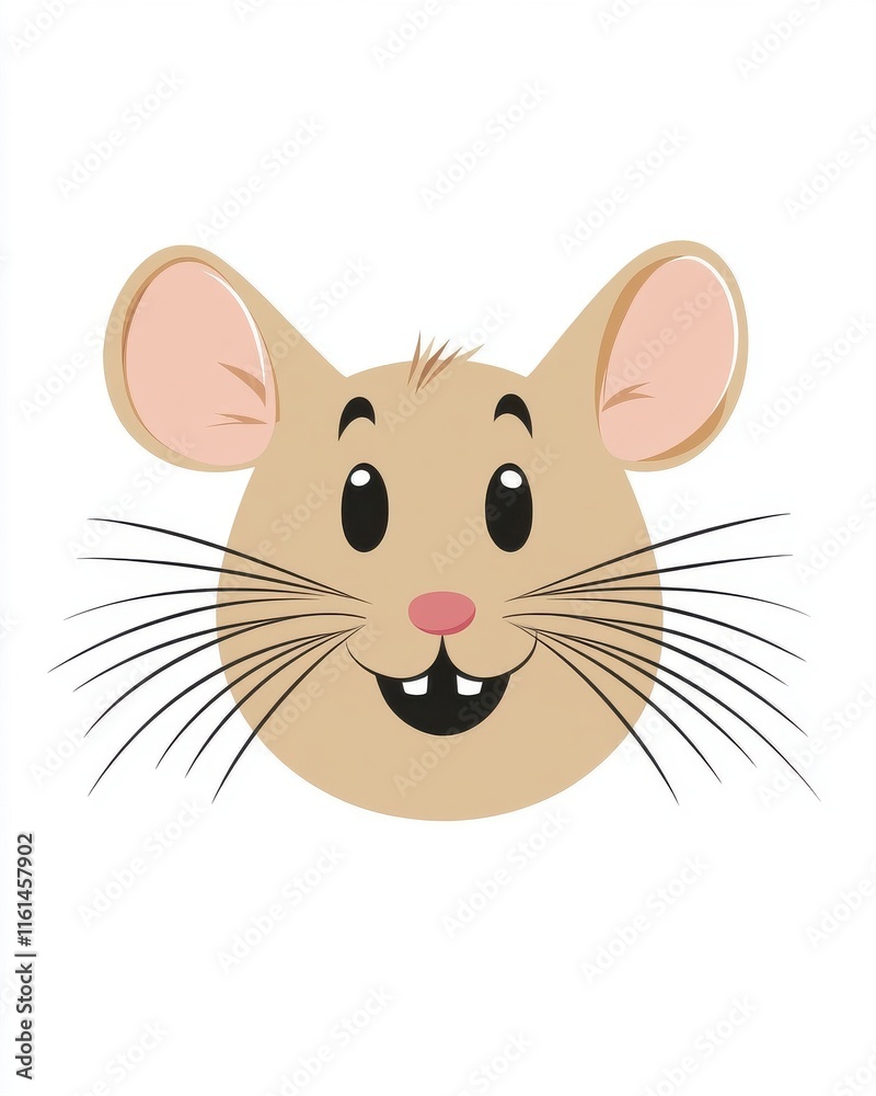 Cute cartoon mouse with big ears and a cheerful expression against a white background. Cute cartoon mouse with big ears and a cheerful expression against a white background.
