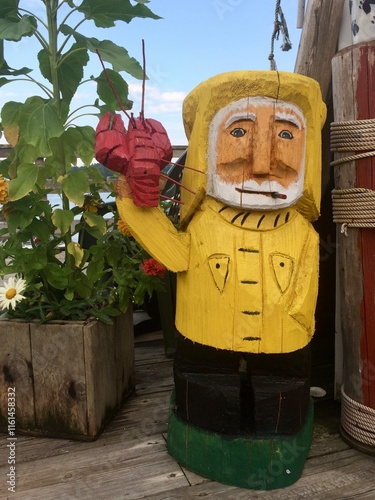 wood carving seafood fisherman lobster