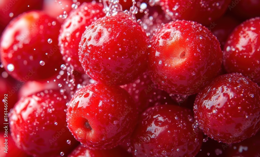 Fresh red cherries splashing with water droplets Fresh red cherries splashing with water droplets